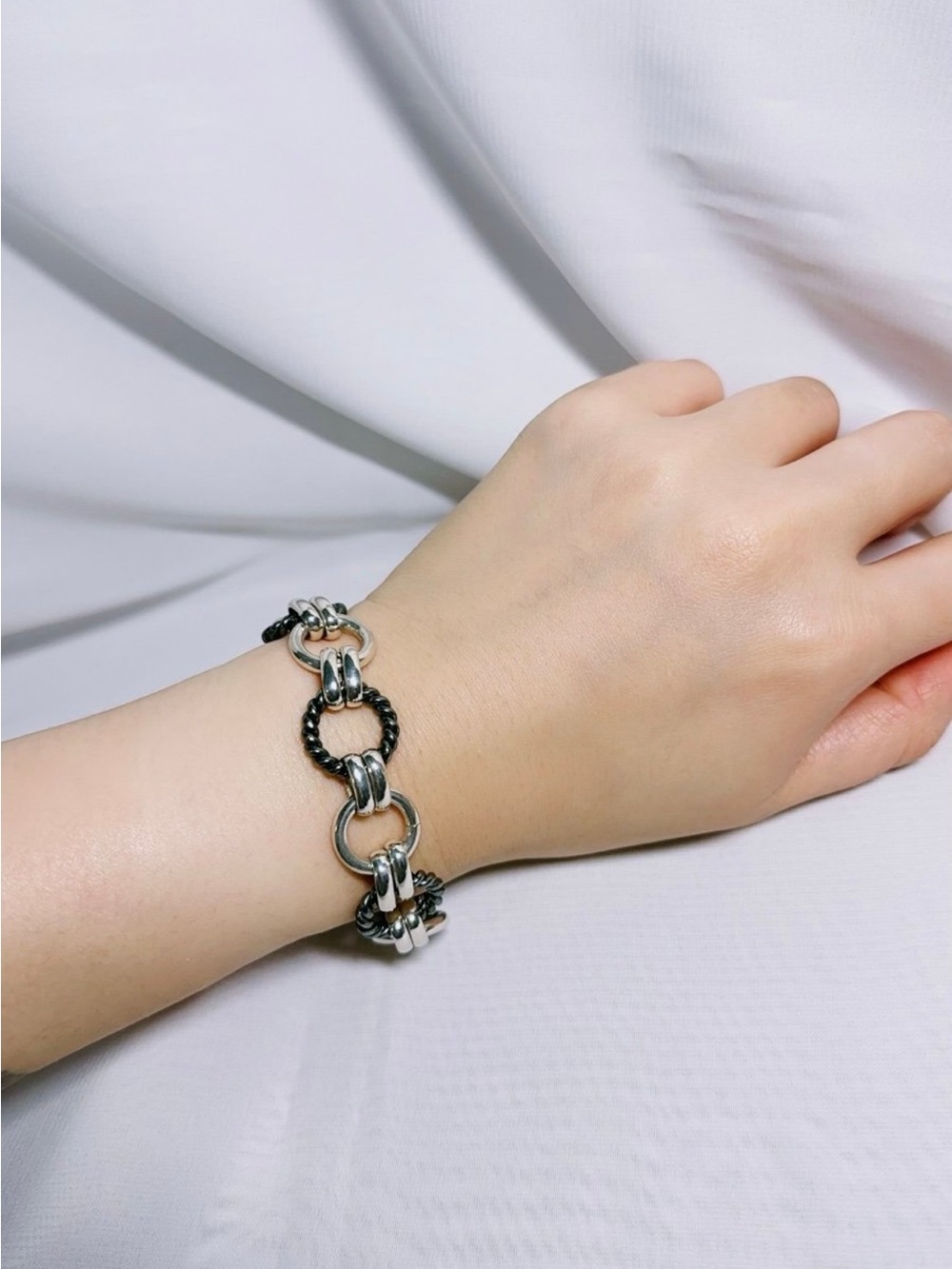 Hi Ho Silver SFSterling Silver Oxidized Link Toggle Bracelet LOB195med 46.5g